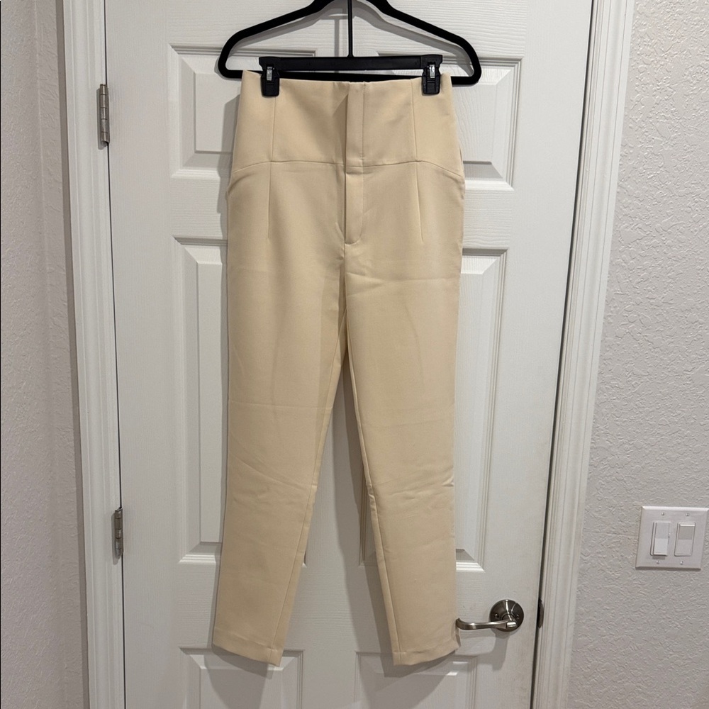 Zara Cream Women's High Waisted Pants